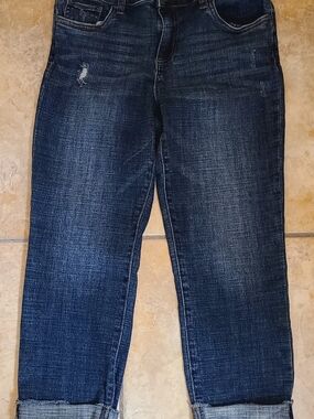 Kut from the Kloth Medium Dark Blue Rolled Cuff Boyfriend Jeans